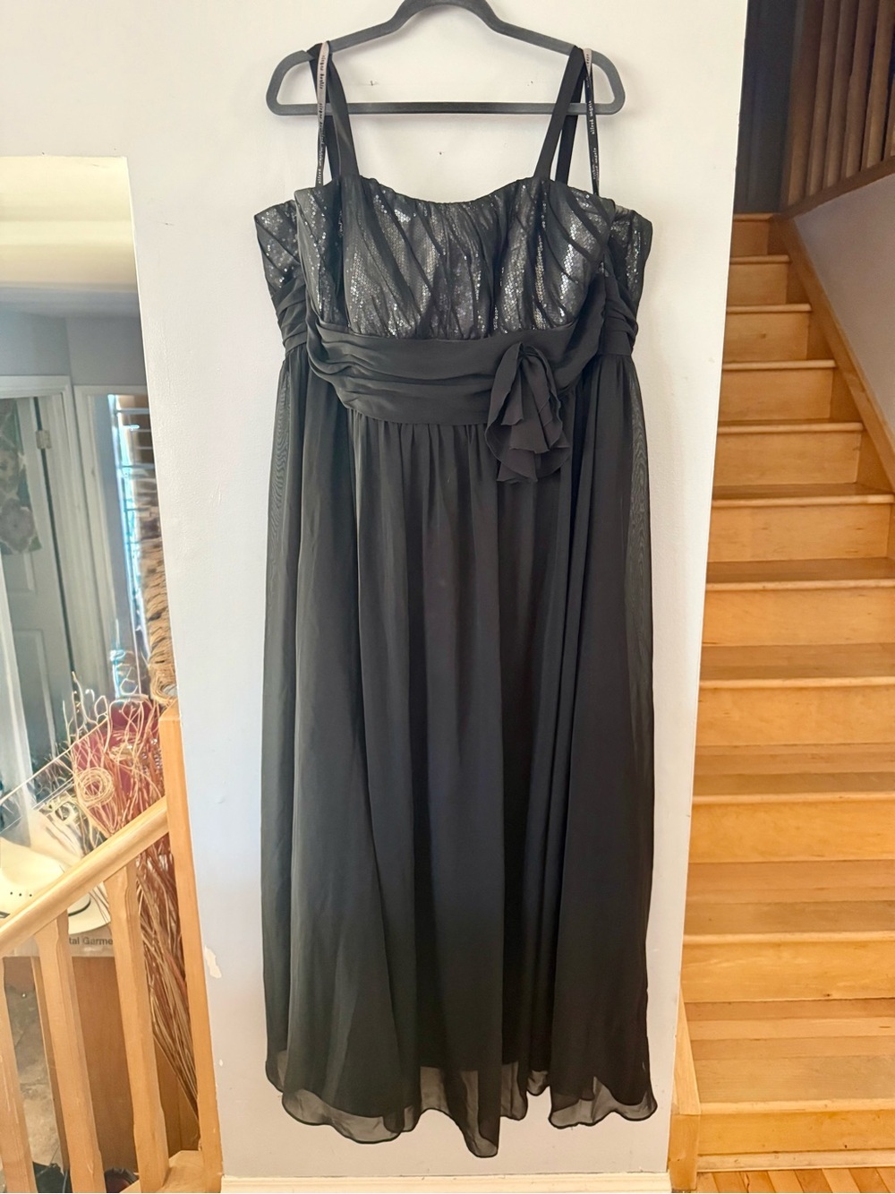 Alfred Angelo Black Sequin & Chiffon Formal Gown - Size 20